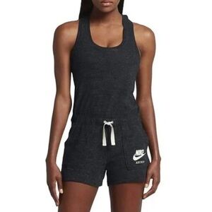 Nike Vintage Womens Size Small Gym Romper 905160-010 Heather Gray Blue Tag